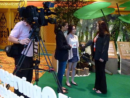 Speaking to Chinese media about how the e-trade is killing the African elephants. © Erika Ceballos