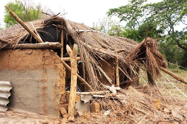 Housing of tribes living inside Nagarahole destroyed by elephants.