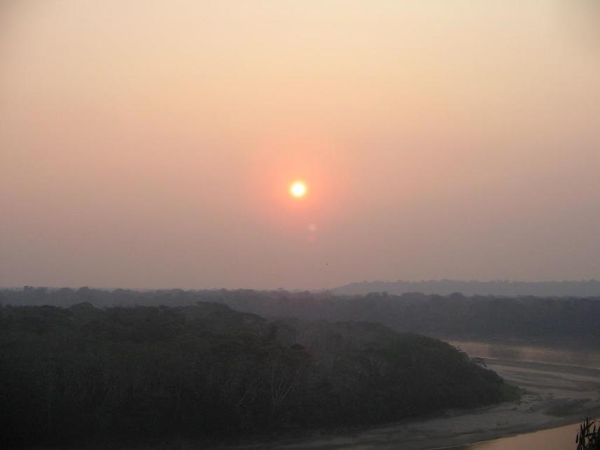 Southern Amazon covered by smoke during burning season.