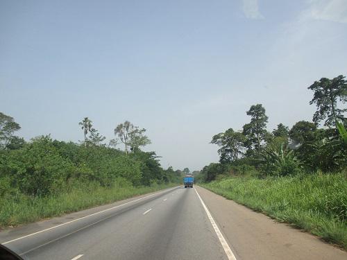 Paved road in farming areas.