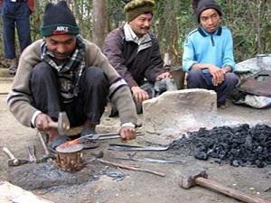 Blacksmiths are working their own profession for livelihoods.