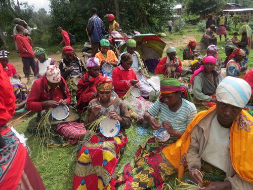 Basket weaving by women in Shingiro.