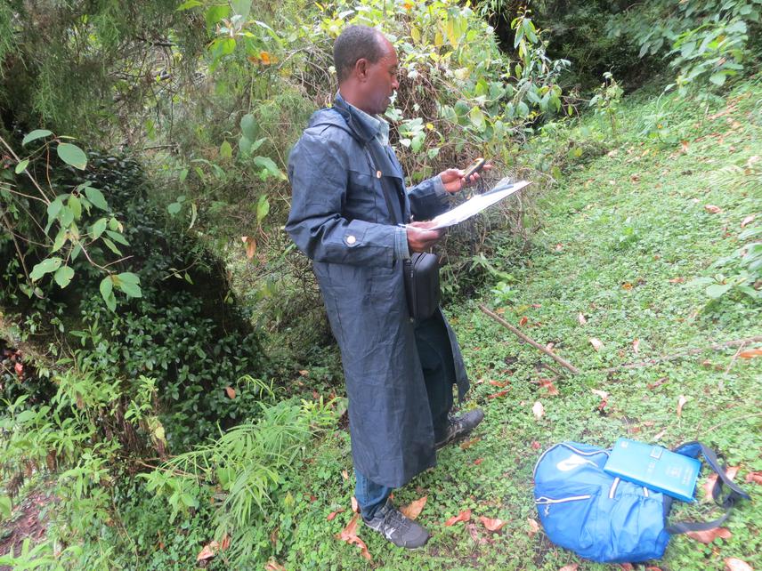 Researcher at field work during data collection