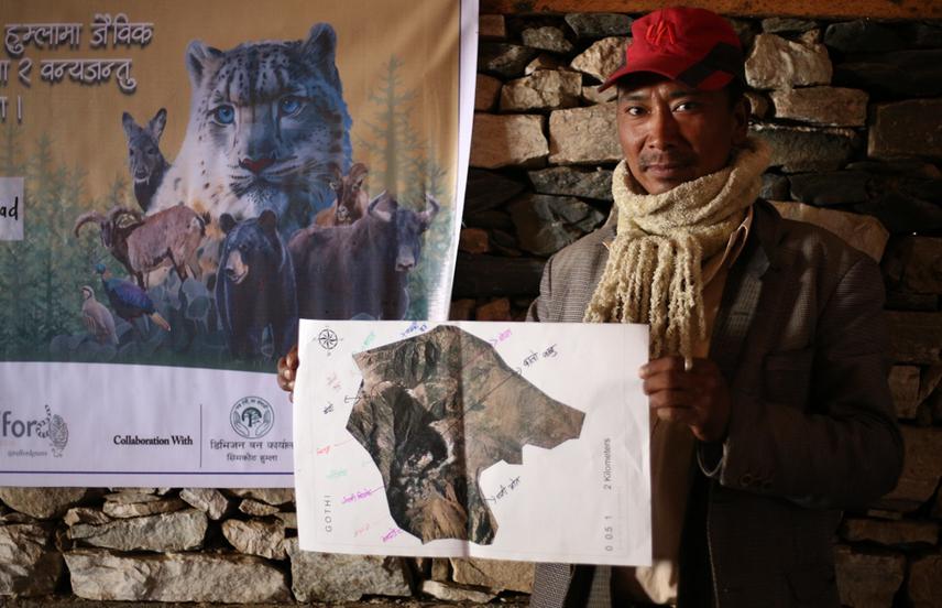 One of the Participants from Fucha village presenting his map during the workshop. © Anup Raj Shahi and Sirjana Sizzu.