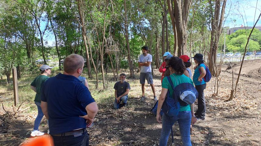 Workshop guided tour to the area of native forest invaded by Ligustrum lucidum, Unquillo (Córdoba, Argentina).