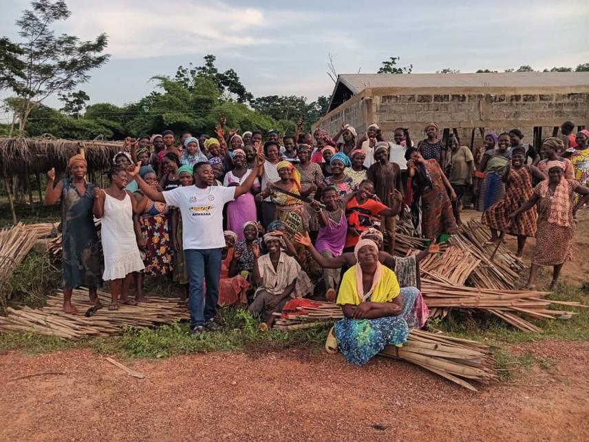 Community engagement and peg cutting. ©Clement Sullibie Saagulo Naabeh.