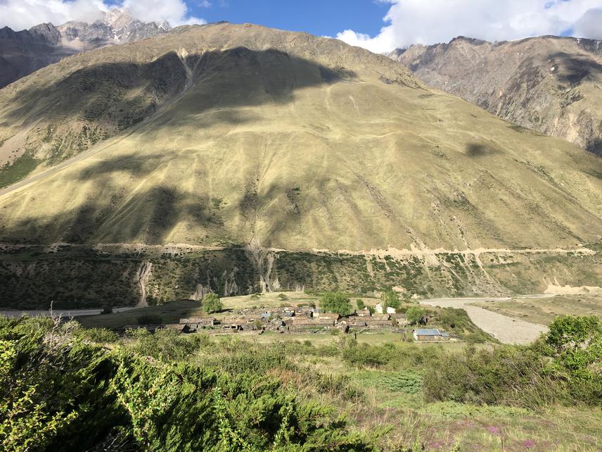 The village of Pachu as seen from the hill above it. Such small seasonal villages form the backbone of the unique lifestyle of agropastoral transhumance which characterises the valley. ©Soham Kacker, 2024.